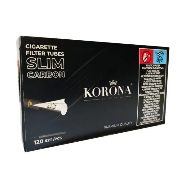 Цигаркові гільзи Korona Slim Carbon 120 шт Сигаретные гильзы Korona Slim Carbon 120 шт